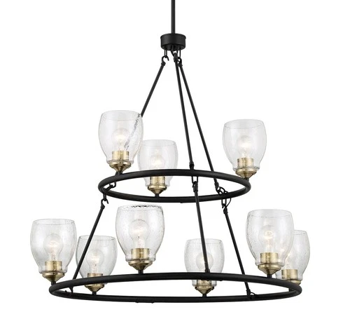 Minka Lavery 2439 Winsley 9 Light 34"W Vantage Two-Tier Ring - Coal / Stained - Picture 1 of 3