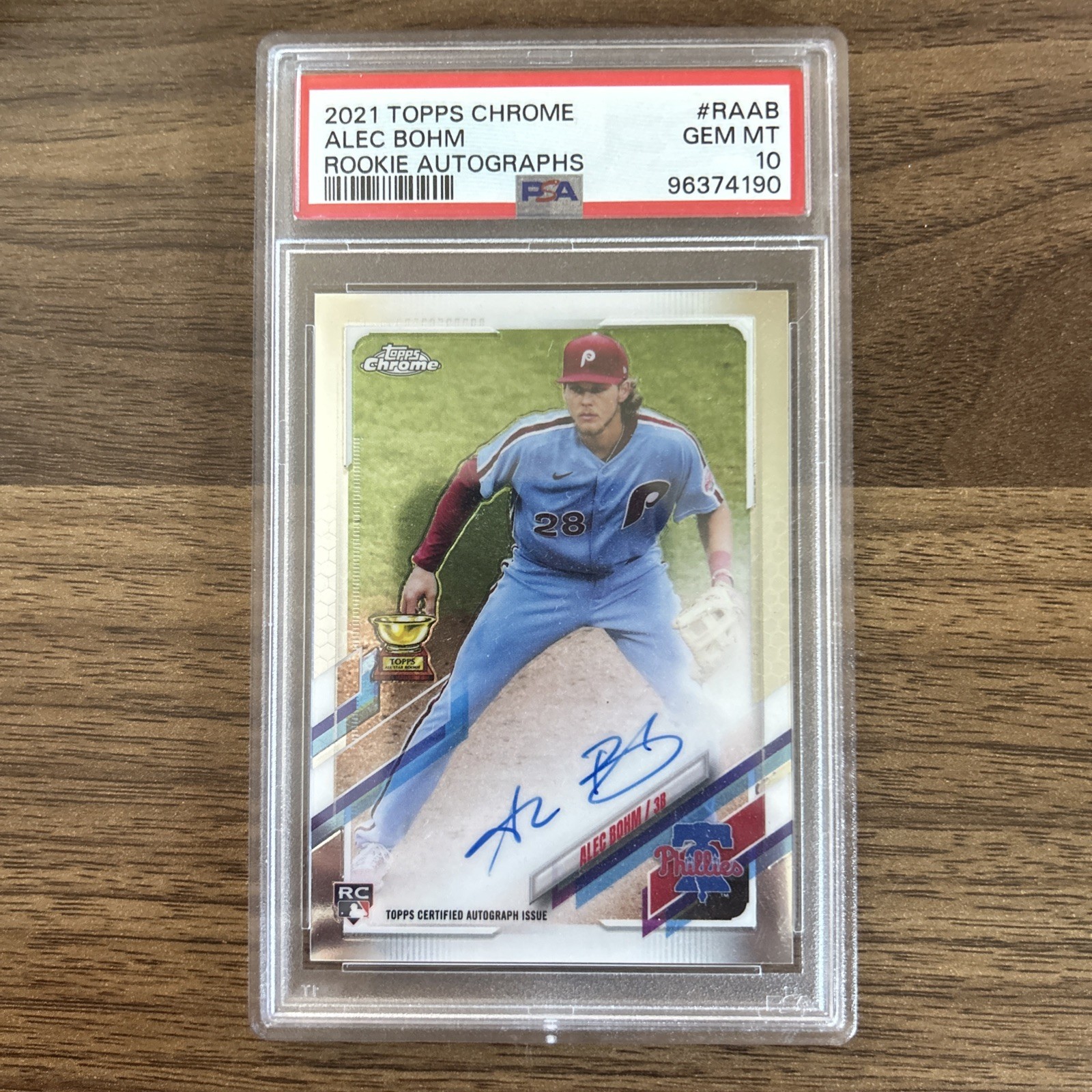 2021 Topps Chrome Alec Bohm Rookie Autograph RA-AB PSA 10 Gem Mint RC Auto
