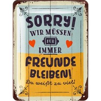 Lanolu Blechschild Freunde Bleiben Spruchschild Retro - 15X20Cm