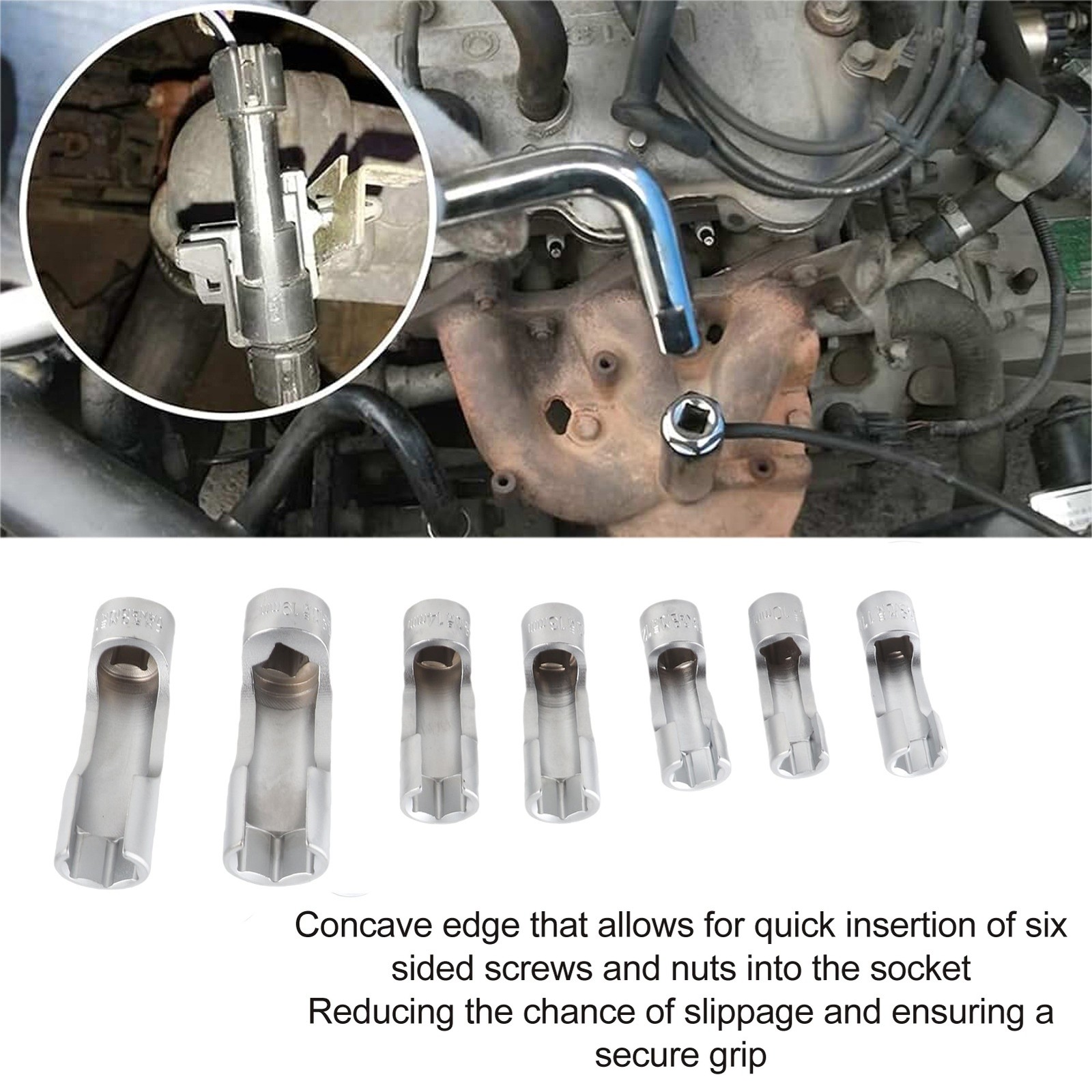 7 Pcs Oxygen Sensor Removal Socket Tool Alloy Oil Injector O2 Senso BL