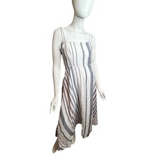 Madewell Striped Circle Maxi Dress 100% Linen Size 4 NWT