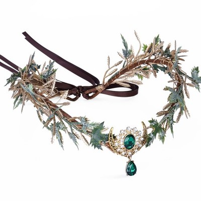 Leaf Headdress Elf Crown for Forest Fairy Costume Ladies, Medieval Laurel Cra...