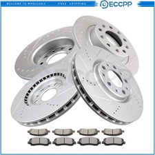 Front Rear Disc Brake Rotors Ceramic Brake Pads Kit for Dodge Dart 2013 - 2016