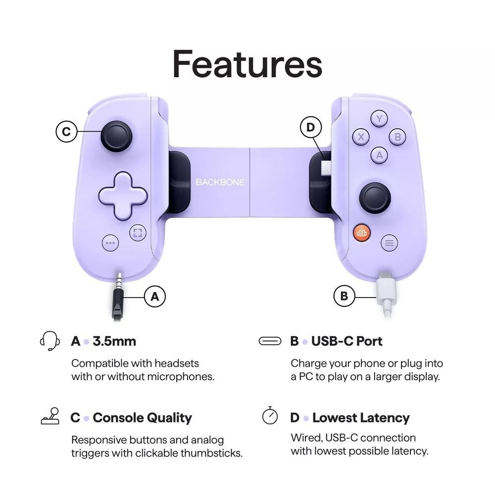 Backbone One Mobile Gaming Controller USB-C Purple Android