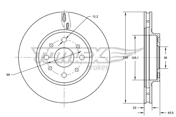 2X Bremsscheibe Tomex Brakes TX 73-73 13,25 FüR Ford KA RU8 Tdci Fiat Panda 500-image