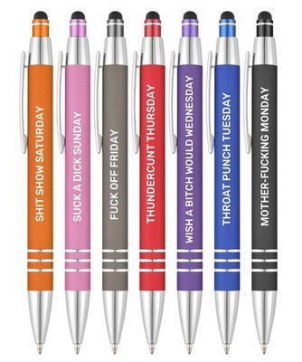 Funny Ballpoint Pens -Offensive Days Of The Week Pen Quotes, Funny Pen Set of...
