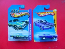 2 Hot Wheels #217 SUPER T-HUNT 1971 BLUE DODGE DEMON #13 PURPLE '71 DODGE DEMON