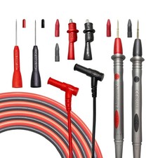 Multimeter Leads Kit, 49" Premium Silicone Multimeter Test Lead Set, CAT III 100