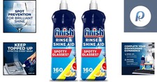 2 x Finish Dishwasher Rinse Aid Shine Lemon 800ml Drier Glasses Spot Prevention