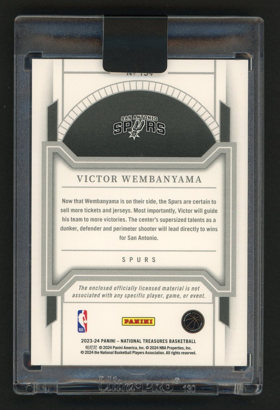 2023-24 National Treasures Bronze Victor Wembanyama RC Rookie 3-Color Patch /49 view 2