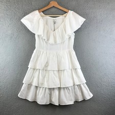 New A New Day Women's Size S White Cotton Ruffled Flutter Sleeve Summer Dress