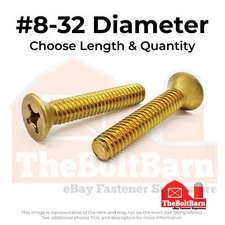 #8-32 Brass Phillips Flat Head Machine Screws (Choose Length & Qty)