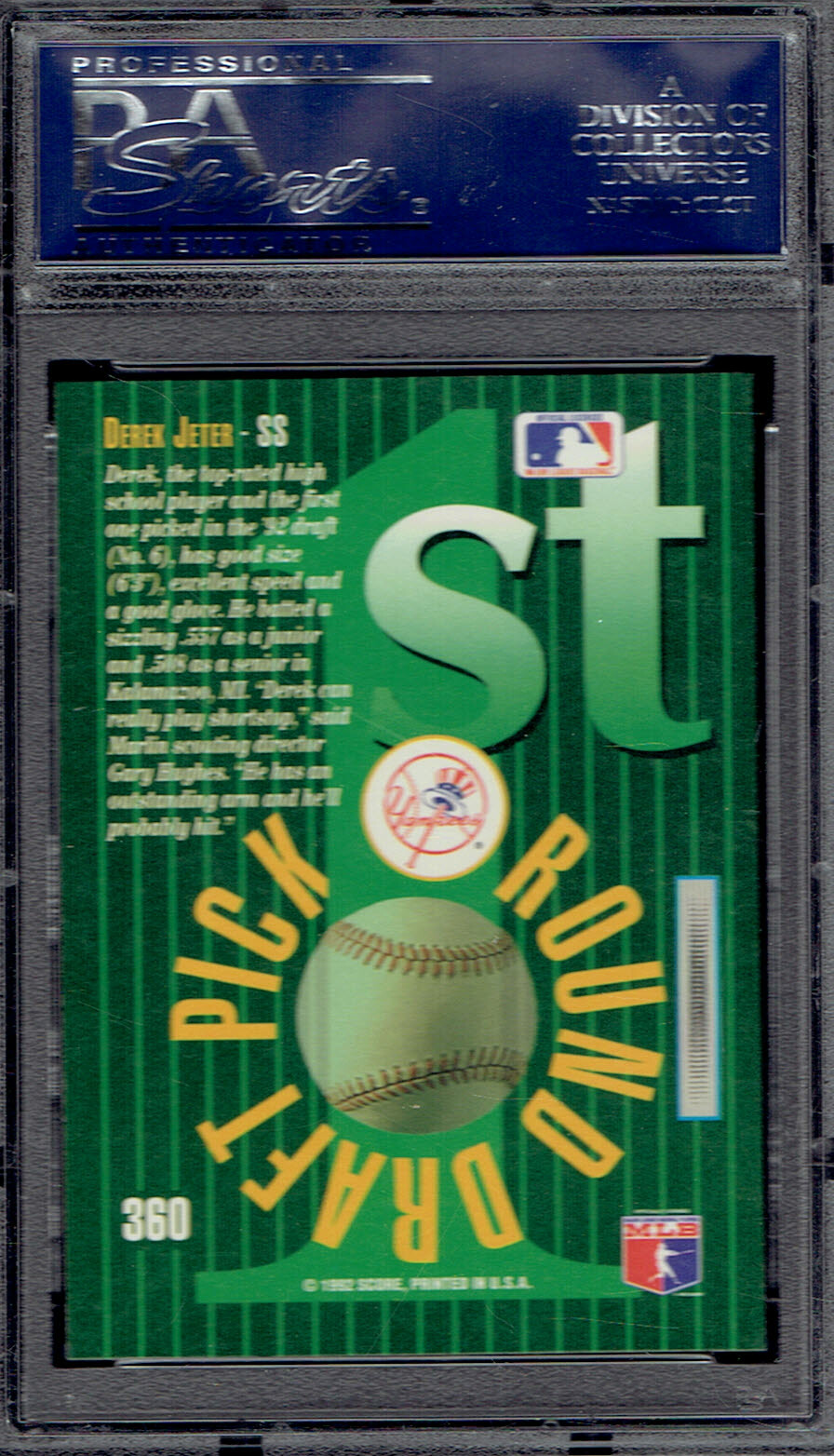 1993 Select 360 Derek Jeter RC.  PSA 9 MINT.  (1953-C).* view 2