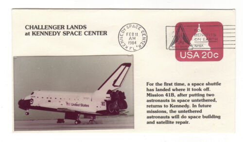 Space Shuttle STS-41B Challenger Landing Kennedy Space Center pmk SARZIN Cover - Foto 1 di 1