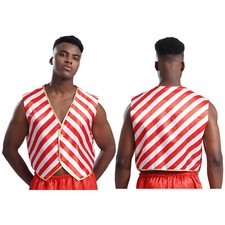 Men's Party Costume Adult Halloween Red Love Heart Front Zipper Coat Outwear