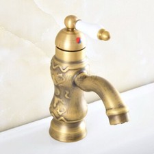 Bathroom Basin Faucet Antique Brass Single Handle Single Hole Deck Mount wsf820