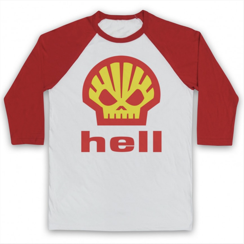 ANTI OIL PETROCHEMICAL UNOFFICIAL SHELL HELL HEATH WORN 3/4 SLEEVE BASEBALL TEE - Picture 14 of 20