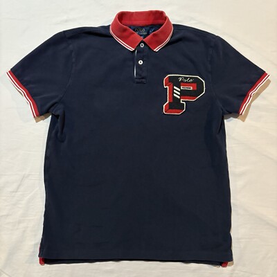 Polo Ralph Lauren Polo Shirt Mens Medium New York Navy P Logo