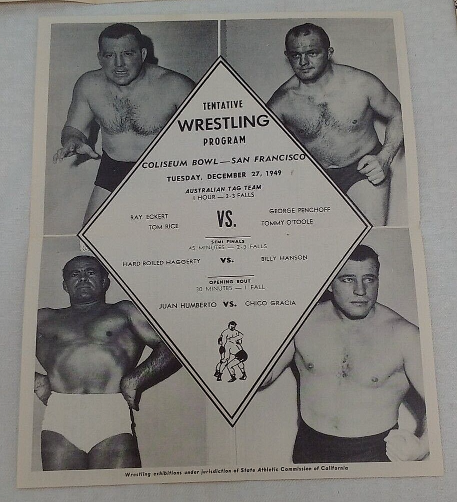 Vintage Wrestling Arena Program Territory 1949 NWA WWE WWWF San