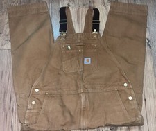 1 Pair Of Carhartt Mens Relaxed Fit Duck Bib Overalls R01-M, 46 X 32 Brown 1a 