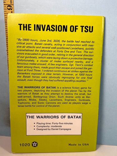 The Warriors of Batak A Task Force Game 1981 Unpunched - Picture 3 of 3