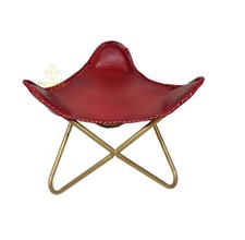 Sedia Farfalla Vintage e Sgabello Poggiapiedi Pelle Artigianale Pieghevole Plw