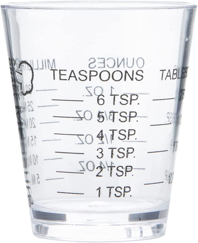 Classic Plastic Shot Glass Measurer, 1 Ounce Teaspoon/Tablespoon, Clear - Picture 9 of 12