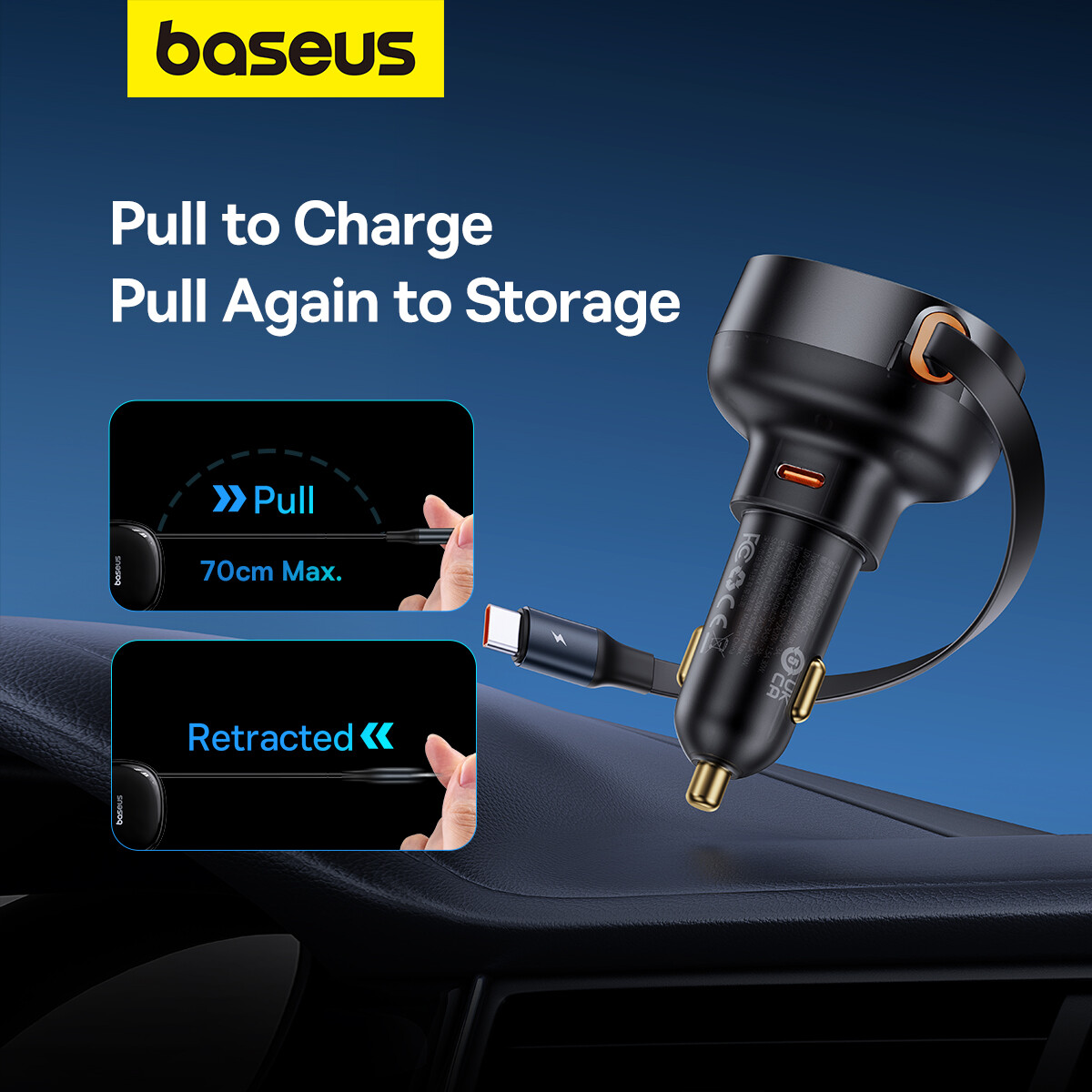 Baseus 60W Car Charger Adapter with Type-C USB-C