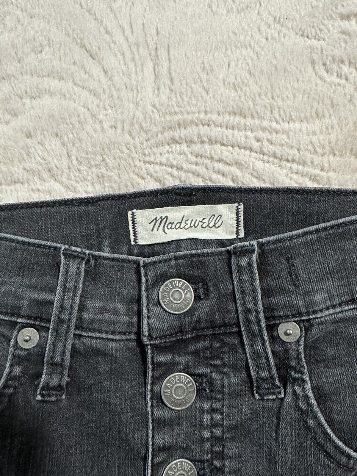 Madewell High Rise Jeans Fade Black Button Fly 23… - image 7