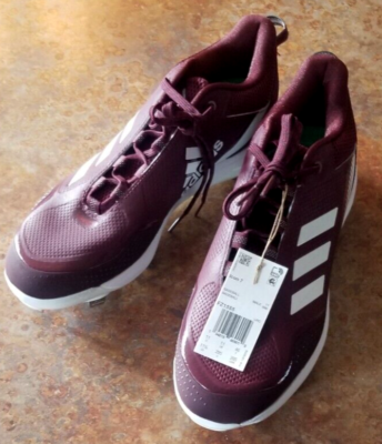 Adidas Men's Icon 7 Baseball Cleats Metal Maroon White (FZ1555) Sz
