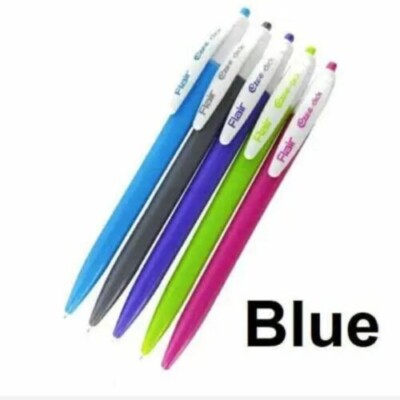 Flair ezee-click Ball Pen BLUE COLOUR INK FOR SMOOTH WRITING Set of 10