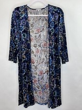 Lace And Mesh Brand Womens S Velour Floral Burnout Open Front Duster Boho