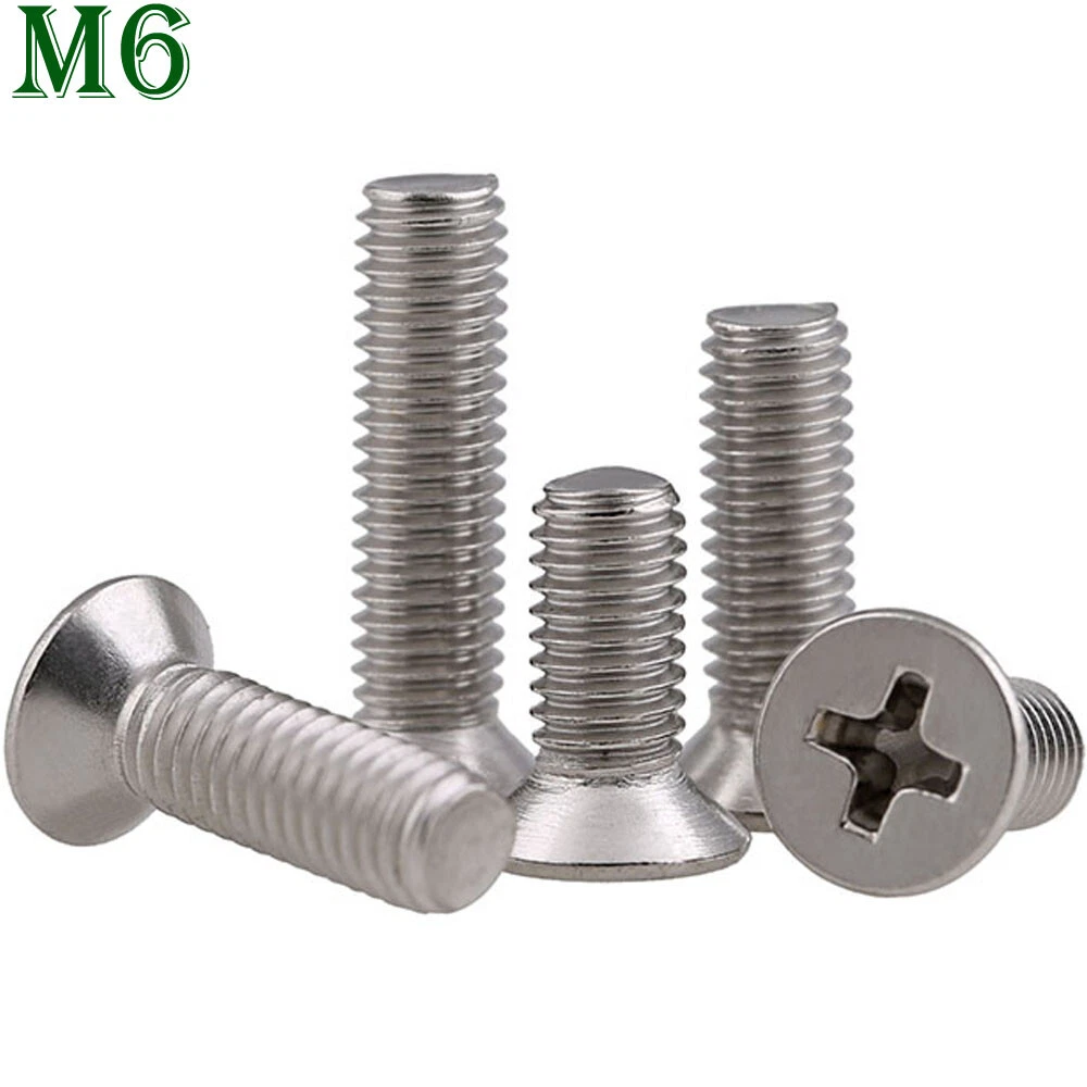 M6 1.0 304 Stainless Steel Phillips Flat Head Countersunk Screws