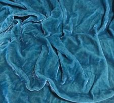 VICTORIAN BLUE Hand Dyed Silk Velvet Fabric