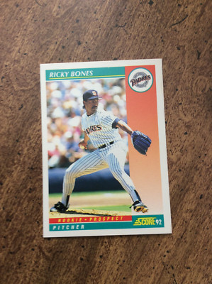 1992 Score #758 Ricky Bones, Padres rookie prospect    nm  ib