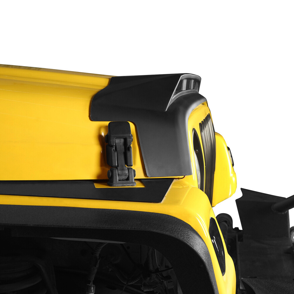 Hood Protector Stone Guard Bug Deflector+Amber Lights Fit Jeep Wrangler