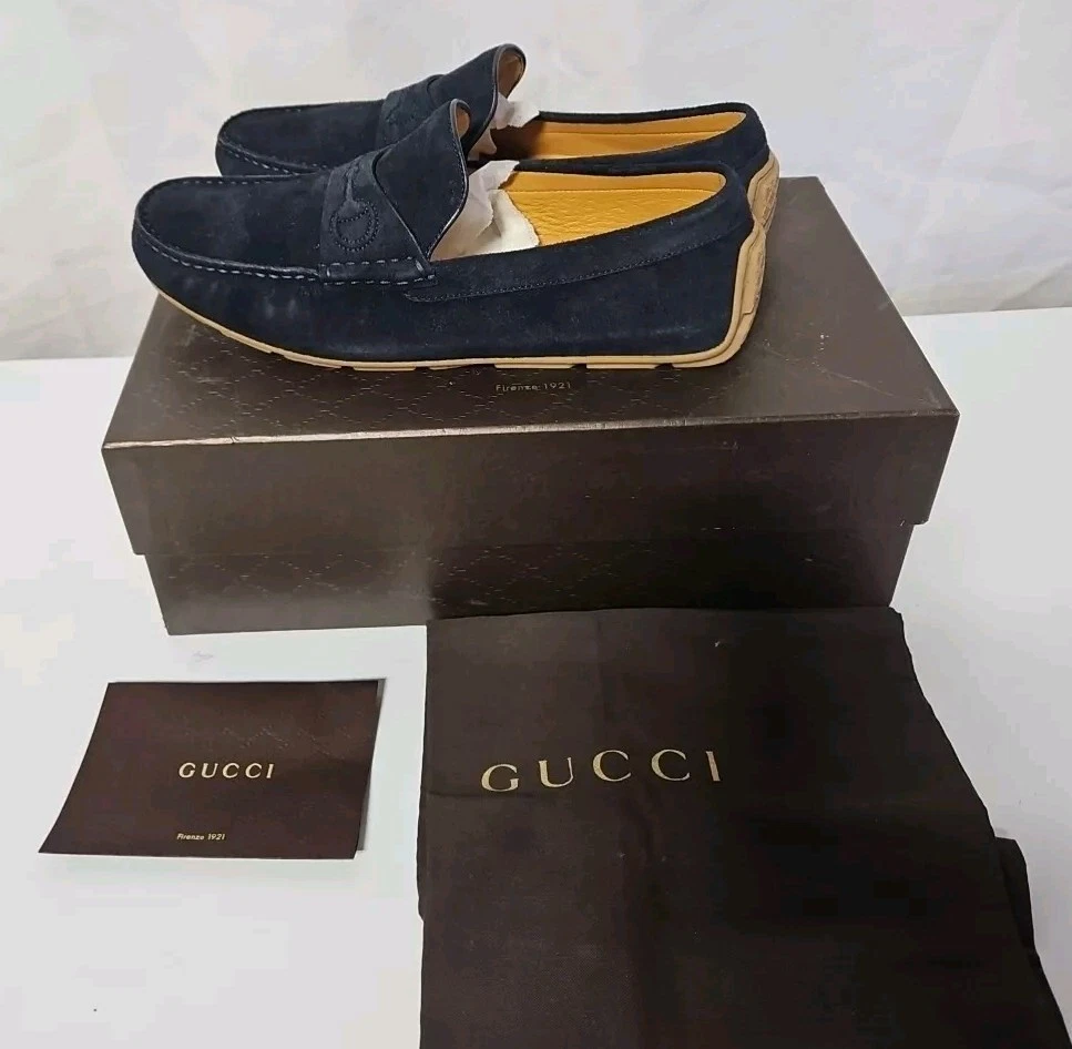Mocassins homme Gucci US homme 8 Gucci 7,5 bleu daim mocassin