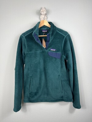 PATAGONIA Women's Re-Tool Snap-T Pullover Slim Fit in Dark Piki Green POLARTEC