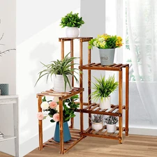Wood Corner Shelf Plant Stand Indoor Outdoor Potted Holder Planter Flower Rack 