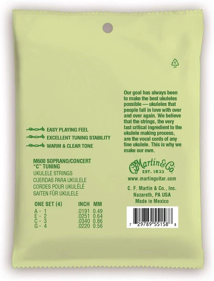 Martin M600 Clear Fluorocarbon Ukulele Strings Soprano /Concert Gauge String Set - Image 2 of 3