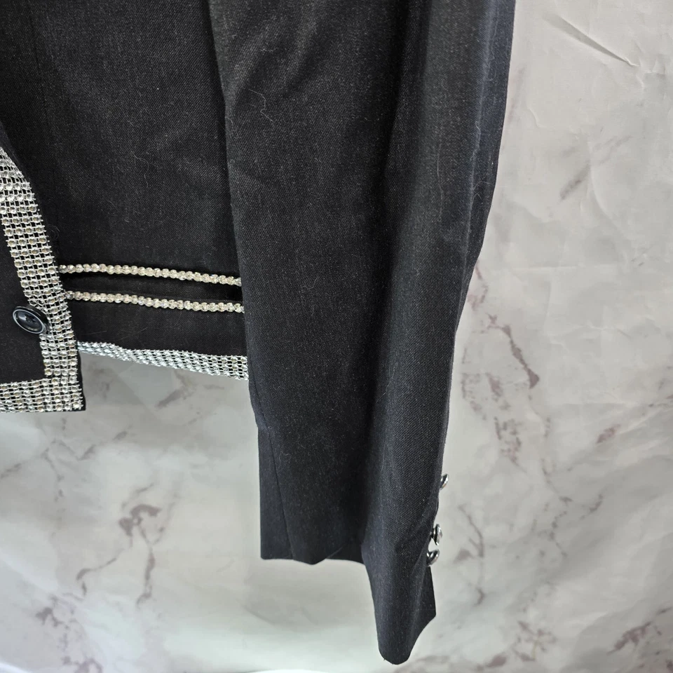 Blazer Bejeweled Masculino 48 R Preto Lã Crop Gem Glam Pronto Uomo - Imagem 4 de 4