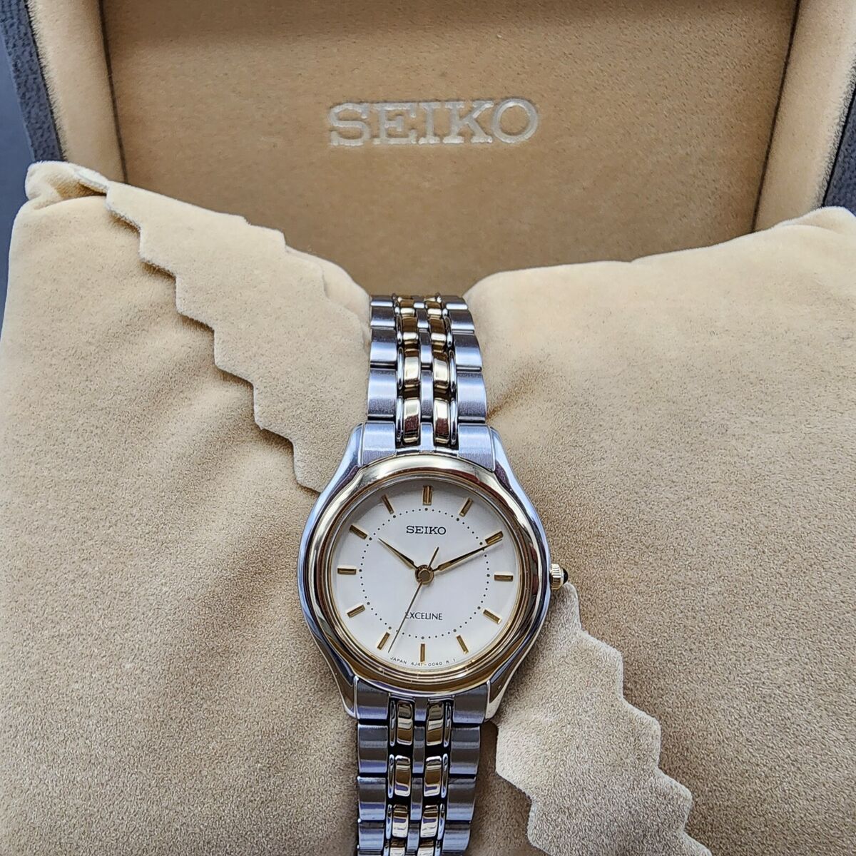 Seiko Exceline Watch Women 24mm Cream Dial Two Tone Round Seiko Exceline Watch Women 24mm Cream Dial Two Tone Round
