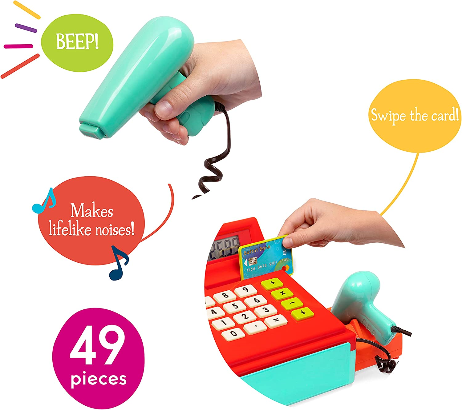 Battat â Toy Cash Register for Kids, Toddlers â 49pc Play Register with