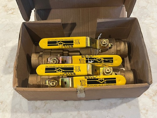 (Box Of 4) 1-1/2" Sweat (Solder) Std. Port Bronze Brass Ball Valves 600 WOG, USA