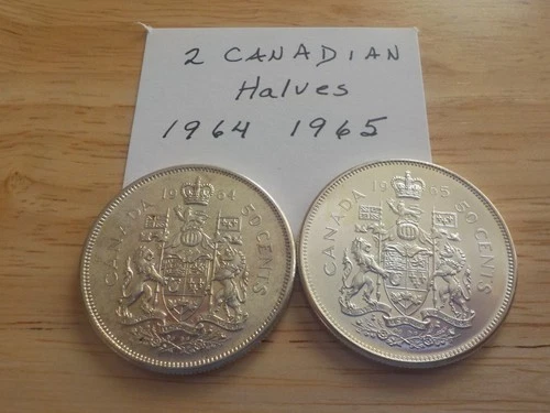 Canadian   1964   and   1965    Silver   50  Cents   Half   Dollar   Coin