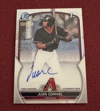 Juan Corniel 2023 Bowman Chrome 1st Choice Mojo Refractor Auto 137/150 #CLA-JCL