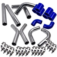 Universal 2.5" 63mm Turbo Intercooler Pipe Tube Kit w/ Blue Hose & Clamps