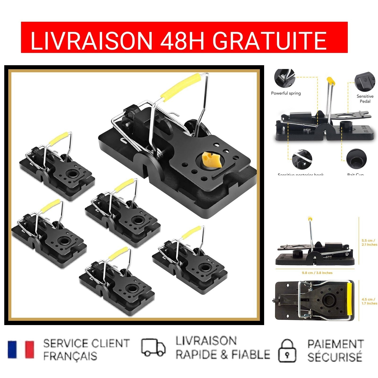 Piège à Souris ASPECTEK Lot de 6 pour Stopper les Nuisibles Sans Odeur et Réutilisable