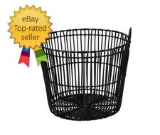 Large Black Poly Rattan Storage Baskets with Handles, Set of 2