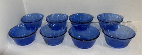 Vtg Pyrex Cobalt Blue Custard Cups Ramekin 6oz Set of 8 Glass Bowl #463